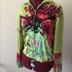 Raw7 Wearable Art Zip Up Cashmere Sweater